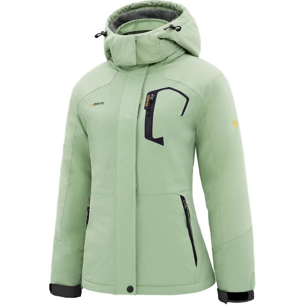 Women's Ice Green Ski Snow Hooded Jacket Coat Snowboard Waterproof Winter Warm